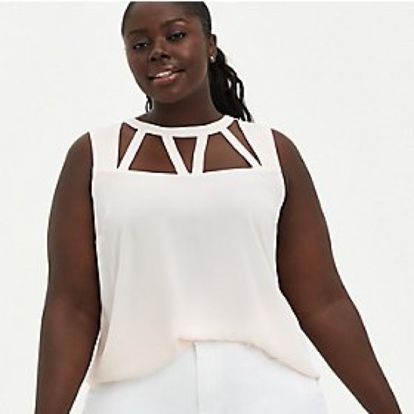 Nwt Women’s Torrid 2 Pearl Blush Pink Georgette Cage Front Tank 18 20 2xl Xxl